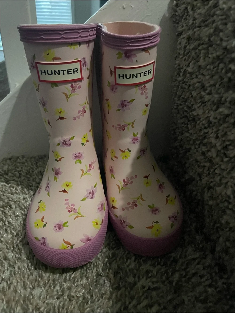 Hunter Kids Floral Pink & Purple Rain Boots